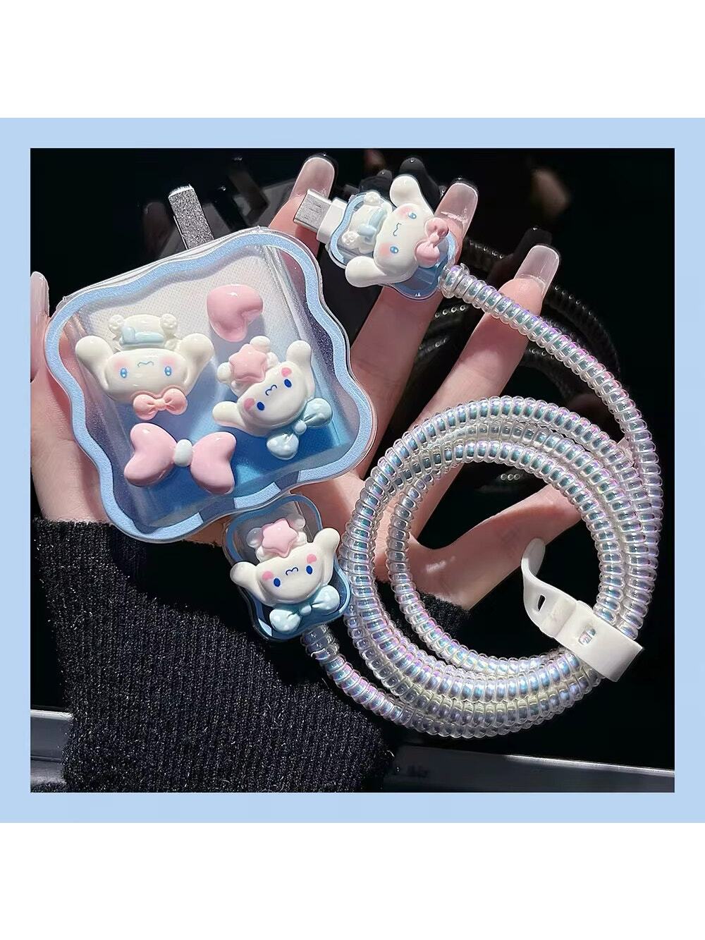 Cute 3D Cinnamon Dogs iPhone Charger Cover Cable Protectors P40
